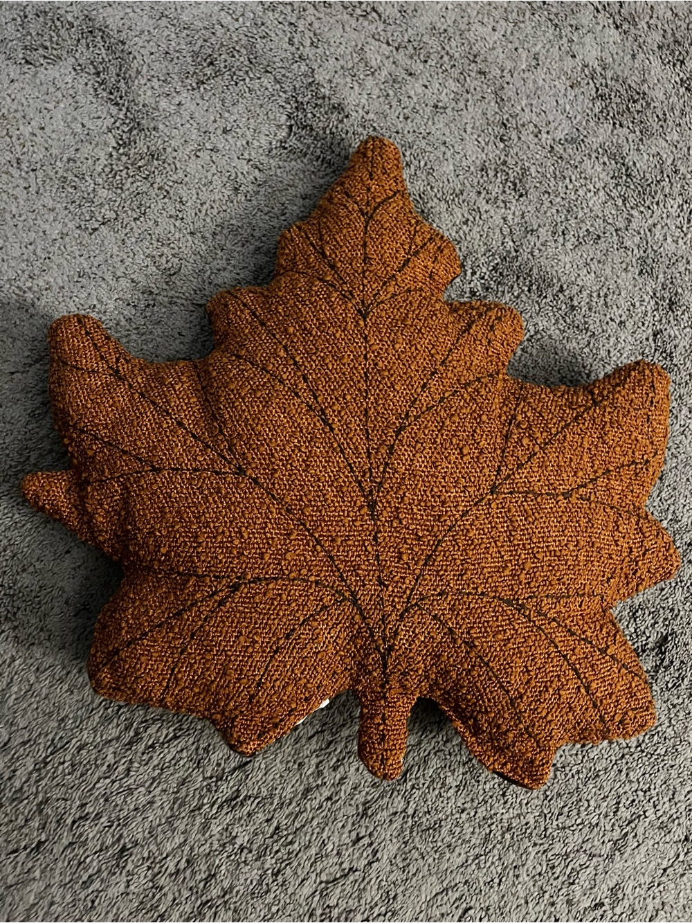 Textured Autumn Leaf Accent Pillow - Rust Brown